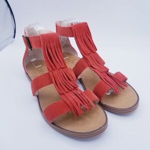 SOLE SOCIETY Fauna Paprika Fringe Suede Sandals size 11